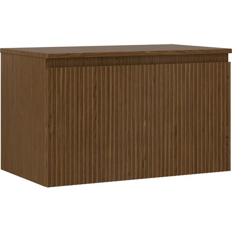 Mexen Rivel Badezimmerschrank Waschbeckenunterschrank 80 cm mit Arbeitsplatte, 1 Schublade, geriffelt, Walnuss - 91A20-08047-1- (1/5)