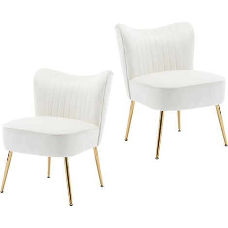 Wahson Poltrone relax Set di 2, Imbottita Sedia da Salotto in Velluto, Moderna Poltroncina con Gambe in Legno, Beige