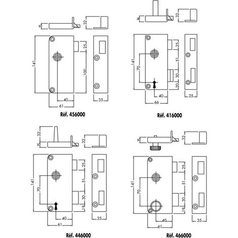 JPM – Serrure verticale extra plate électrique – Coffre acier époxy noir – Largeur 61 mm – Entraxe 130 x 33 mm – 4460000211