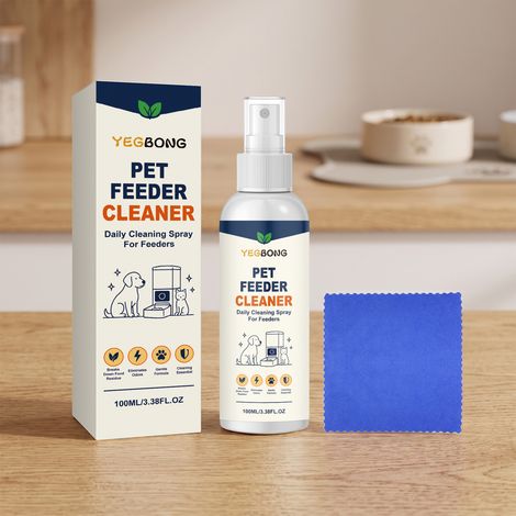 Pet feeder cleaning spray, portable spray for daily home cleaning of pet bowls and oil stains -- 100ml + cloth -- BIEMMEDUE (1/5)