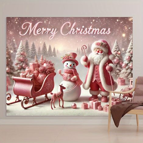 Stickers muraux de Noël, décor de Noël - Grands stickers muraux Père Noël, 180 x 110 cm. Convient pour la décoration des murs, portes de garage et autres espaces extérieurs et intérieurs.