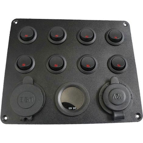 Panneau à 8 interrupteurs marche/arrêt à bascule avec 2 ports USB pour voiture, bateau, camping-car ou véhicule tout-terrain (1/5)