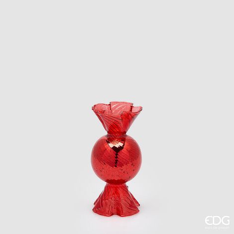 EDG Enzo De Gasperi Portacandela Caramella Rosso H16 Ø8 cm – Decorazione di Natale (1/4)
