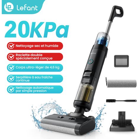 Lefant LS200- Aspirateur Laveur sans Fil Humide et Sec 3 en, Autonomie 30min, 20KPA, Double réservoir de 1.15L, Design Anti-chevauchement, Idéal pour Les Saletés Collantes, Sols