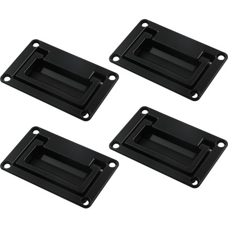 Tirador empotrado, tirador de puerta empotrado, para cajas de herramientas, 95 x 60 mm, negro, 4 unidades (1/5)