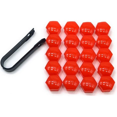 Tapones de tuercas de rueda rojos 17 mm, 20 piezas + clip (1/5)
