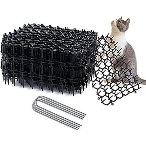 12Pcs Tapis Anti-Chat Avec Pointes Avec 6Pcs Clous De Jardin, Tapis Anti Chat Avec Epine Grille Jardin Anti Chiens 15x20cm 1pc