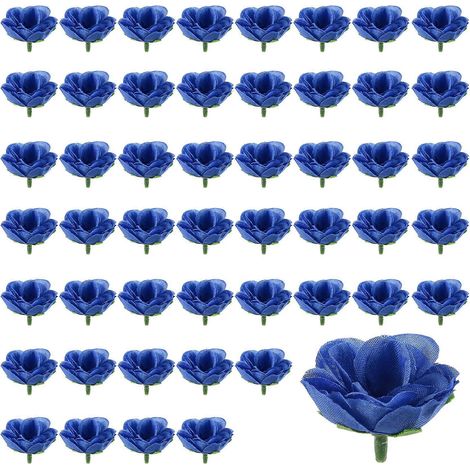 50 roses artificielles, 3 cm de hauteur, décoration de mariage, bleu marine (1/5)