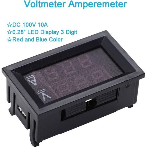 Stück digitales Voltmeter/Amperemeter 0,28", DC 100V 10A Spannungs- und Stromprüfer, 3-Bit-LED-Anzeige (1/4)