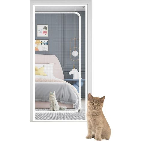 1 Sicherheitsnetz für Türen, 110 x 220 cm, verstärkter Stahl, Reißverschluss, ausbruchsicher für Hunde und Katzen (1/5)