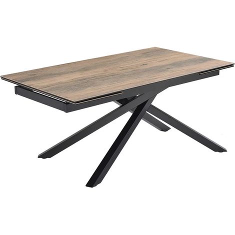 Table extensible 180/260 cm céramique effet bois pied torsadé - TEXAS 05 (1/5)