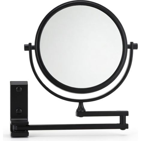 Espejo de maquillaje de pared negro 6 pulgadas sin taladrar plegable doble con (1/5)