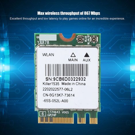 Carte Réseau M.2 WiFi 802.11ac Double Bande 867 Mbps Bluetooth 4.1 pour Gaming Killer 1535AC (1/4)