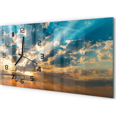 Horloge Murale Chambre 60x30 cm Design Horizontal Sans Tic-Tac Ciel au coucher du soleil (1/5)