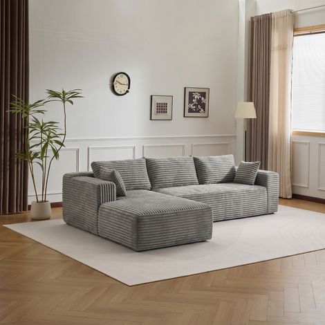 Ecksofa Modernes Samtcord Schlafsofa, Sofa klein L-Form Couch