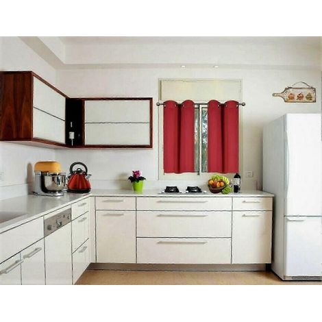 Rideaux occultants thermiques pour fenêtre basse, rouges, lot de 2 panneaux, 71 x 137 cm (28 x 54 pouces) pour chambre et cuisine (1/3)