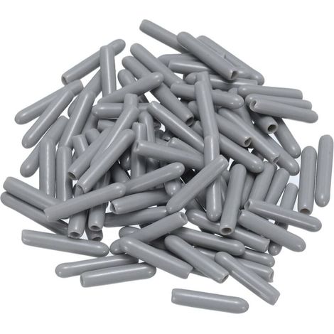 100pcs Caoutchouc Fin Bouchons 2mm ID Vinyle PVC Rond Tube Boulon Capuchon Couvercle Vis Filetage Protecteurs Gris