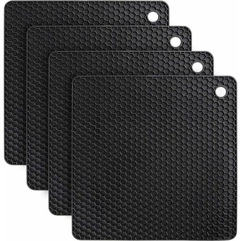 Ensemble de 4 tapis de cuisine multifonctionnels, antidérapants et résistants à la chaleur (jusqu'à 230 °C) avec porte-cuillère. (1/4)