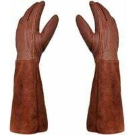 Gants Paire de Gants de Jardinage Protection Cuir Gants de Jardinage pour les Épines et Ronces et Gants de Travail--Marron--M (1/5)