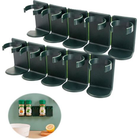Spice rack storage brackets – no drilling required, self-adhesive spice jars, cupboard inserts, kitchen organizer, wall-mounted, over-the-door or campervan compatible, pack of 10, amo (1/5)