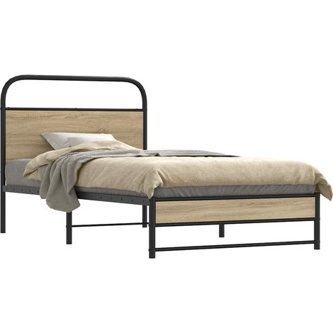Cadre de lit sans matelas-Structure de lit 100x200 cm chêne fumé bois ingénierie 789372 (1/5)