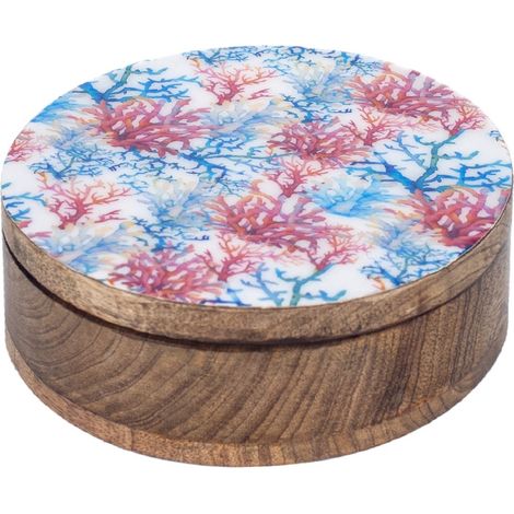 Signes Grimalt Boîte de cuisine  Boîte ronde en corail et boîtes bleues 7x21x21cm 25193