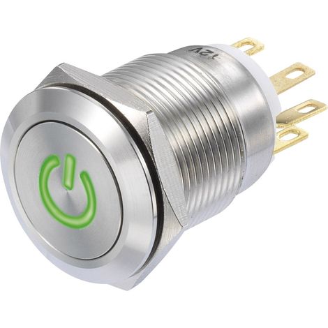 TRU COMPONENTS TC-8904680 LAS1-GQF-11/G/12V Drucktaster 250 V/AC 3 A 1 x Ein/(Ein) tastend Grün  IP6
