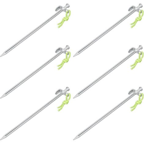 Piquets de tente en acier galvanise de 30 cm crochet en l lot de 6 (1/5)