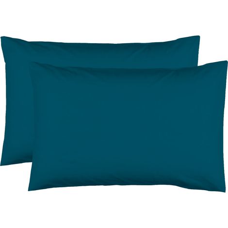 2 Taies d'Oreiller 50 x 70 cm - Bleu Canard (1/3)