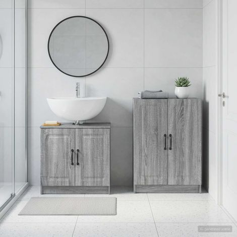 vidaXL 2 Piece Bathroom Cabinet Set UTRECHT Grey Sonoma (1/5)