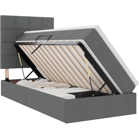 Maison Exclusive - Letto con contenitore LED e materasso Grigio Scuro 90 x 200 cm