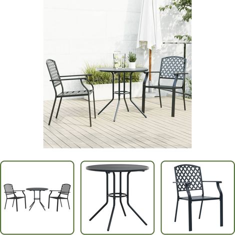 vidaXL Stapelbarer Stuhl -  Gartenstuhl-Set 3-tlg. Stapelbar Pulverbeschichteter Stahl (1/5)