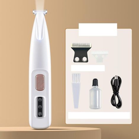 Tondeuse électrique pour chiens et chats, avec lumière LED, lame de 18 mm, pour les pattes, couleur blanche.-AquaForge