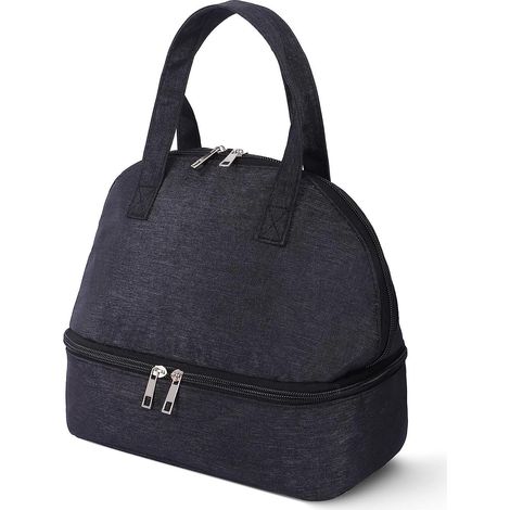 Sac déjeuner isotherme à double compartiment homme et femme - Boîte repas légère et nomade pour école, pique-nique et camping (1/5)