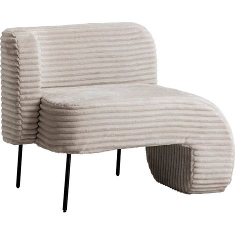 Made In Meubles – Méridienne en velours côtelé blanc – Dimensions 75x95x62 cm – Confort moderne avec pieds en métal noir – Pour coin détente