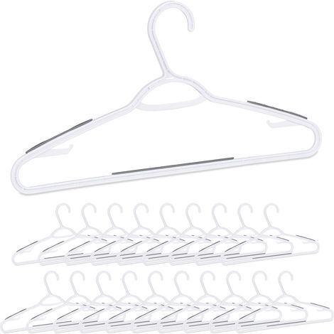 Lote de 20 perchas de plástico antideslizantes ideales para armario con barra para pantalones dimensiones 21 x 42 x 0,5 cm de plástico blanco 130008950 (1/5)
