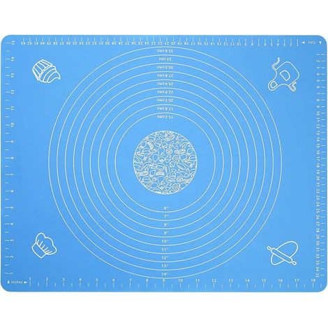 Silikon-Backmatte für Gebäckteig, 50 x 40 cm, antihaftbeschichtet und rutschfest, blaues Backblech, Backzubehör für Pizzakuchen (1/4)