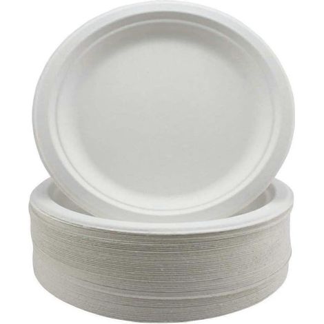Piatti di carta extra resistenti - ecologici, biodegradabili, compostabili - 23 cm - confezione da 50 - ideali per picnic, barbecue e feste. (1/5)
