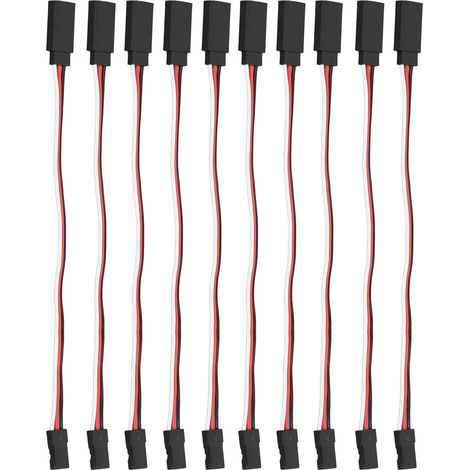 10 Stück 3-poliges Servo-Verlängerungskabel für Modellauto-Servotreiber, Messing-Innenkern, 150 mm, Stecker auf Buchse (1/5)