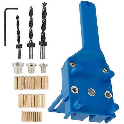 Woodworking Dowel Drilling Guide Set - 6mm, 8mm, 10mm Drill Compatibility, Positioning Pins, Limit Rings, Wrench, 41-Piece Set (1/5)