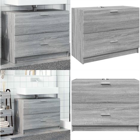 Waschbeckenunterschrank Grau Sonoma 78x37x59 cm Holzwerkstoff - Waschtischunterschrank - Badezimmermöbel - Badschränkchen - Holzwerkstoff - Grau Sonoma - Home & Living (1/5)