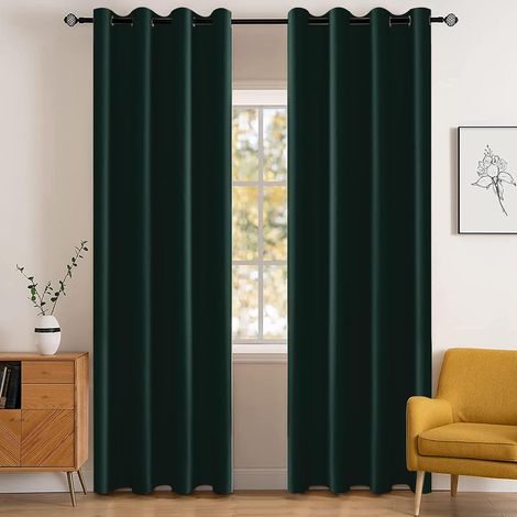 Lot De 2 Rideau Occultant, 140x280cm, Oeillet Acier, Isolation Thermique, Anti Bruit, Pour Salon Et Chambre (1/5)
