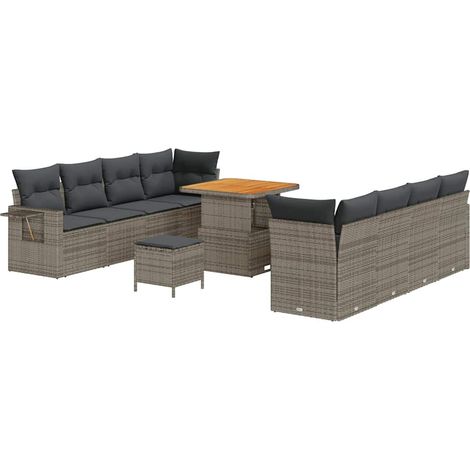 Garden Sofa Set with Storage 11 pcs Grey Poly rattan vidaXL (1/5)