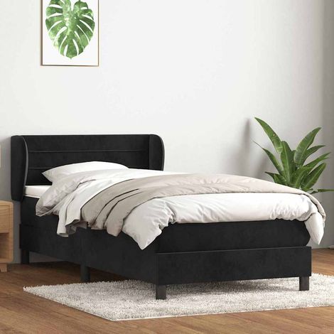 Boxspringbett mit Matratze Schwarz 80x220 cm Samt