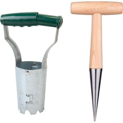 Planting Dibber - Bulb Planter - Garden Hand Tool Set - ABS and Iron - for Greenhouse Potting Bonsai - 2 Pieces (1/5)
