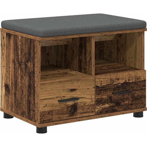 Panca per ingresso con cuscino Legno vecchio 60 x 38 x 46 cm vidaXL