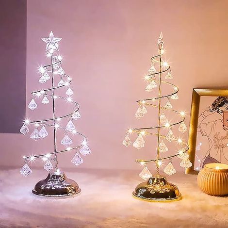 Lampe d'ambiance LED, lampe de table en cristal, lampe de chevet dorée vintage (1/5)