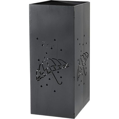 Porta ombrelli nero in metallo stand per entrata contenitore scola acqua pioggia h50 ingresso casa ufficio stanza (1/2)