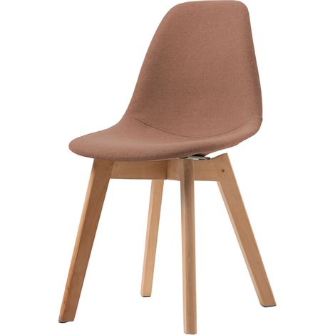 Chaise avec piètement empilable - Assise en tissu Bois/Marron-Rouge (Lot de 4) - Feros