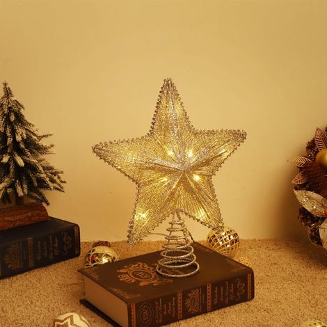 Punta De Árbol De Navidad - Estrella Decorativa Con Luces Led - Alimentado Por Baterías - Para Interior Y Exterior - 1 Unidad (1/5)